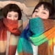 thumbnail image 2 of Bufanda de otoño e invierno con diseño de cachemira y cuadros de arcoíris, bufanda gruesa con barba para mujer, chal cálido, bufanda de moda, 2 of 6