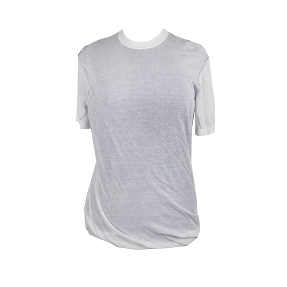 DKNY Womens White Short-Sleeve Reversible Cotton Ruched Sweater S