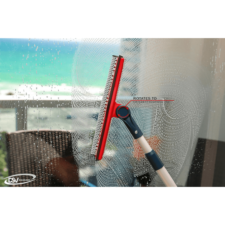 DSV Standard Professional Multi-functional Window Squeegee | 2-in-1 Window Cleaner for Car Windshield, GAS Station, Shower and Glass | Soft Rubber