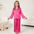 thumbnail image 2 of Little Girls Babys' Pajamas, 2-Piece Long Sleeve Tee and Pants PJ Set,13-14 Years,Hot Pink, 2 of 9