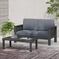 thumbnail image 4 of Christopher Knight Home® Acacia Wood Outdoor Loveseat and Coffee Table Set with Cushions, Dark Gray    RR, 4 of 19