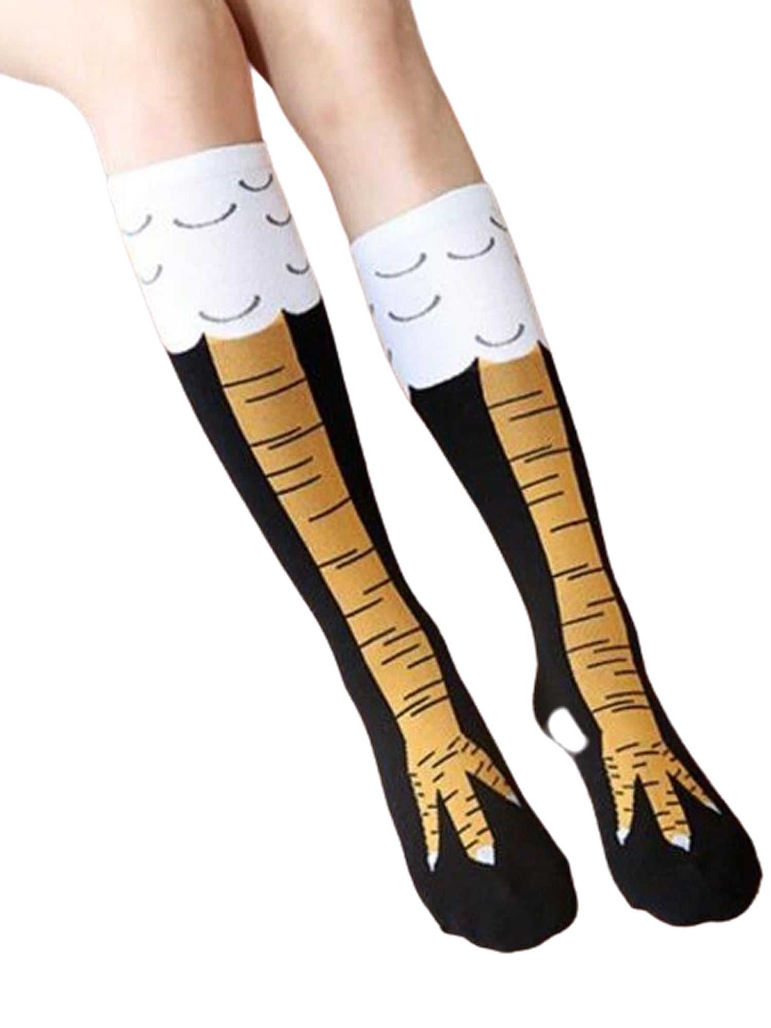 2 Pairs Chicken Legs Knee High Socks 3D Cartoon Animal Thigh High Stockings Cosplay