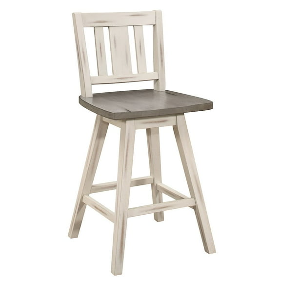 Lexicon Amsonia Slat Back Counter Height Dining Swivel Chair in White (Set of 2)