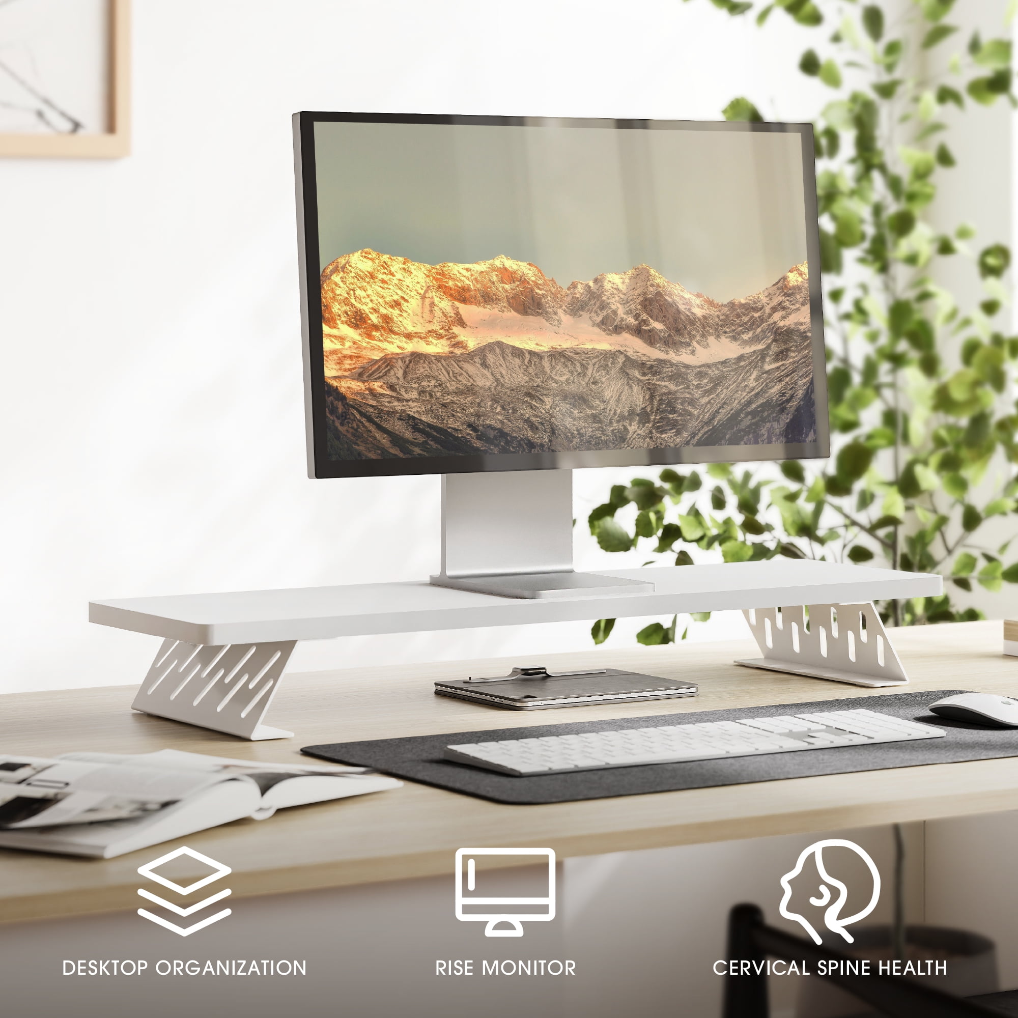 Fenge Dual Monitor Stand Riser, 31.5 inch Long Monitor Stand for Desk