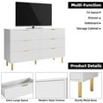 thumbnail image 5 of Danolapsi White 6 Drawer Dresser for Bedroom,56” Large Double Dresser with Wide Drawers,Wood Dresser with Metal Legs,Modern Chest of Drawers, Wide Dresser Organizer for Closet,Living Room,Hallway, 5 of 8