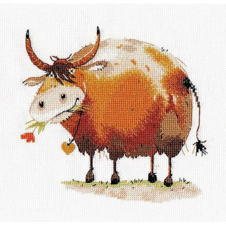 UPC: 4680021532146 | Bull Cross-Stitch Kit on Aida Canvas Monochrome Animal Cross Stitch Kit by Oven 1330