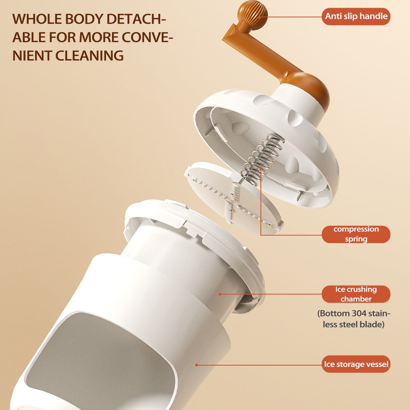 Hxlamzoo Hand Crank Shaved Ice Machine Manual Ice Crusher with 2 Ice Molds, Portable Non-Electric Ice Shaver for Home Use, Durable ABS++ Material, Easy to Clean & Store