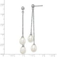 thumbnail image 4 of Sterling Silver Rhodium-Plated 7-8mm White Fwc Pearl Post Dangle Earrings (51 X 8) Made In China qe12777, 4 of 5