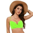thumbnail image 3 of wamacs Women's Retro Molded Soft Pads Vintage V Neck Bikini Swimsuits Tops Summer Sexy Stylish Swimwear (Green,L), 3 of 9