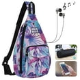 thumbnail image 2 of HAWEE Rope Sling Bag for Women and Men Casual Cross Body Backpack Adjustable Anti-slip Strap/ Bottle Pocket/ Earphone Hole for Travel Hiking Sports, Pineapple Colorful, 2 of 7