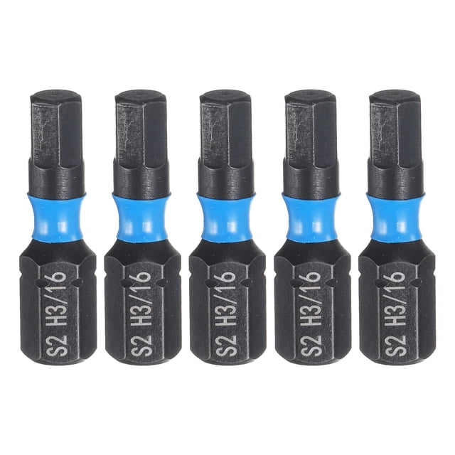 Uxcell 5pcs H3/16 Punta de destornillador hexagonal 1/4" vástago hexagonal 25mm/1" longitud