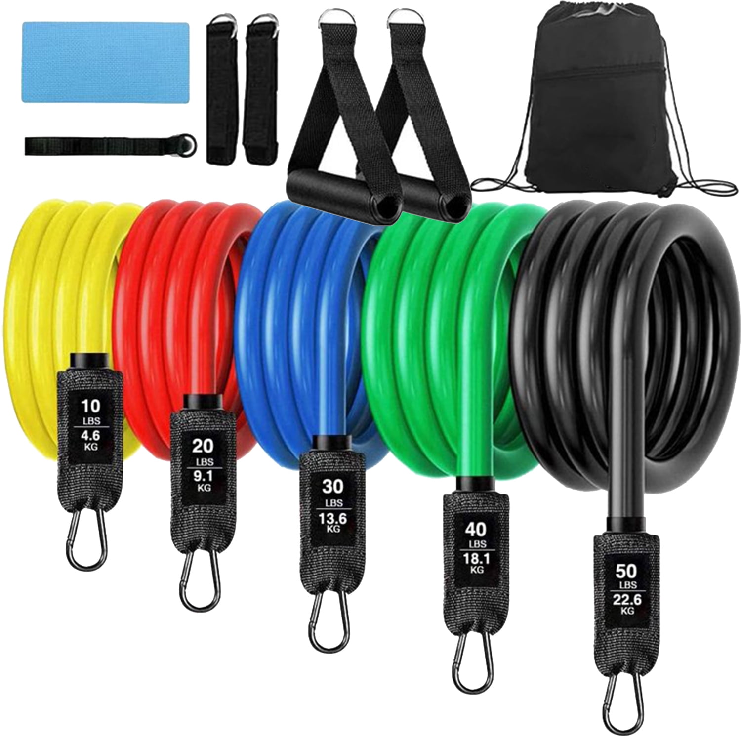 Urban Fitness 11-Piece Resistance Tube Set - 5 Strengths For Full Body Workouts - View #10