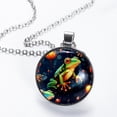 thumbnail image 2 of Starry Sky Frog Glass Design Circle Pendant Necklace - Elegant Jewelry Piece, 2 of 5