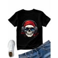 thumbnail image 4 of Women's T-Shirt Skull With Headphones Funny Short Sleeve Casual Tee Classic Crew Neck T Shirt for Women Black, 3XL, 4 of 7