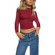 thumbnail image 1 of Top corto ajustado Reversible de moda informal sin espalda de manga larga para mujer, 1 of 5