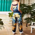 thumbnail image 4 of Cotton-Linen Jumpsuits For Women Casual Loose Summer Rompers Wide Leg Bib Overall with Pockets Womens Pants, 4 of 5