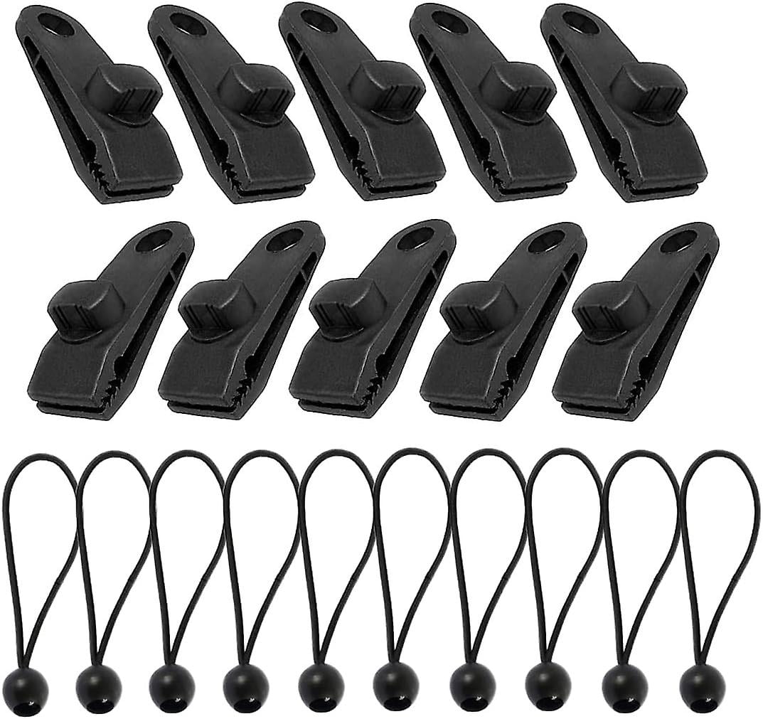 Jortmrd Tarp Clips Set 30-teilig - Planenclips Mit Karabinern & Bungee Seilen Für Camping