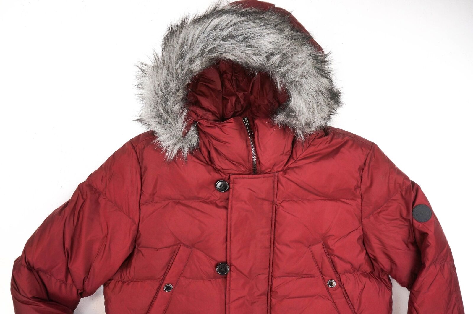Michael Kors RED Faux Fur Trim Nylon Parka Coat, US Small - image 5 of 6