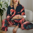 thumbnail image 6 of Pajamas for Women Set - Colorful Floral Flamingo Comfy Long Sleeve Button Up Pajama Sets for Women 2 Piece, Soft Sleepwear Nightwear Pjs Lounge Sets for Women with Pockets, 6 of 6