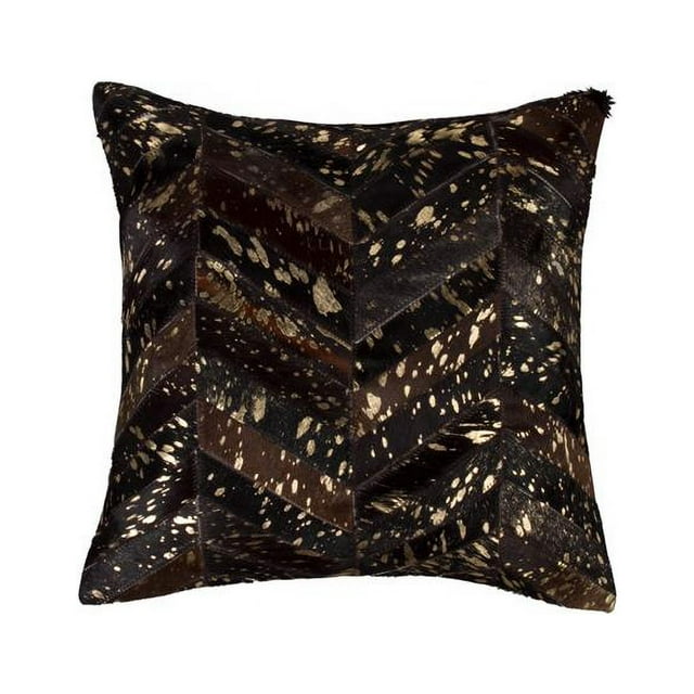 676685045614 Naturel 18 x 18 Po. Coussin Chevron Turin - Chocolat & Or