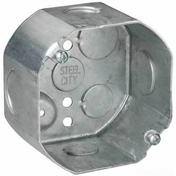 Steel City 54171-1/2&3/4 Outlet Box, Octagon, Drawn Construction, 4-Inch Diameter by 2-1/8-Inch Depth, Galvanized