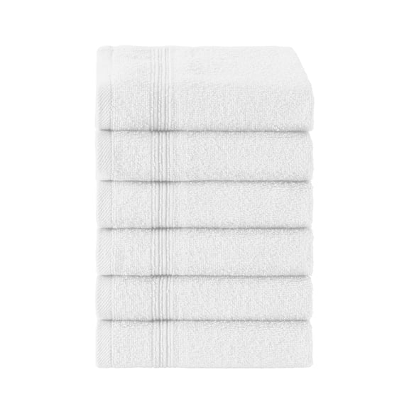 Ozdilek 6-Piece Washcloth Set, 13x13" 100% Turkish Cotton, Lightweight & Quick-Dry, Breathable Face Towels, Soft & Durable Wash Cloths for Daily Use, Gym, Travel, Bright White