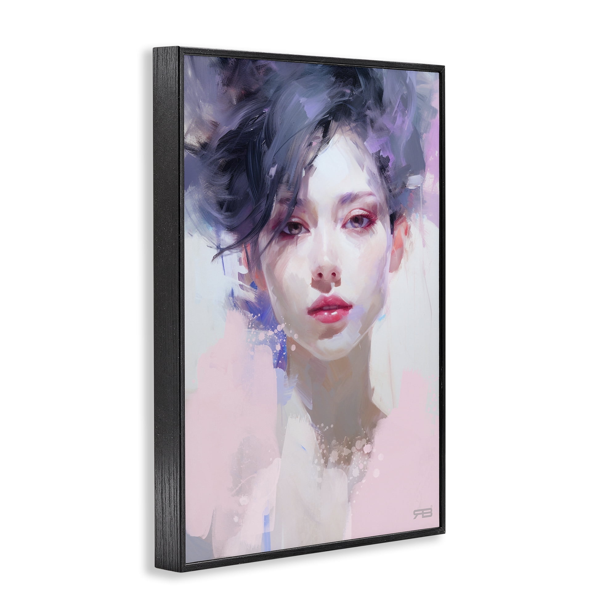 Stupell Industries Purple Haired Woman Novelty Painting Black Framed Art Print Wall Art, 20 x 30