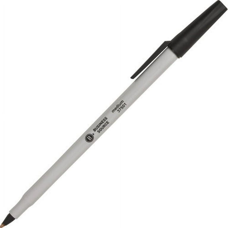 Business Source Medium Point Ballpoint Stick Pens - Medium Pen Point - Black - Light Gray Barrel - Stainless Steel Tip - 1 Dozen Business Source Medium Point Ballpoint Stick Pens - Medium Pen Point - Black - Light Gray Barrel - Stainless Steel Tip - 1 Dozen