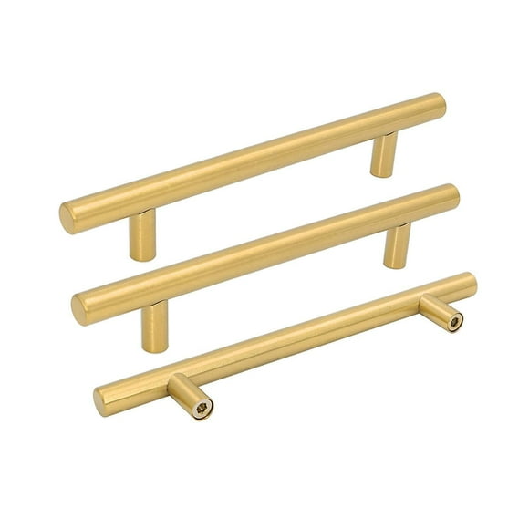 goldenwarm 1pcs Brushed Brass Cabinet Cupboard Drawer Door Handle Pull Knob for Furniture Kitchen Hardware 6-1/4in Hole Center 8-4/5in Overall Length