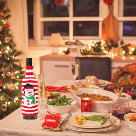 

Christmas Wine Bottle Cover Cute Santa Claus Snowman Wine Bottle Sweater Cute Handmade For Christmas Party Decoration