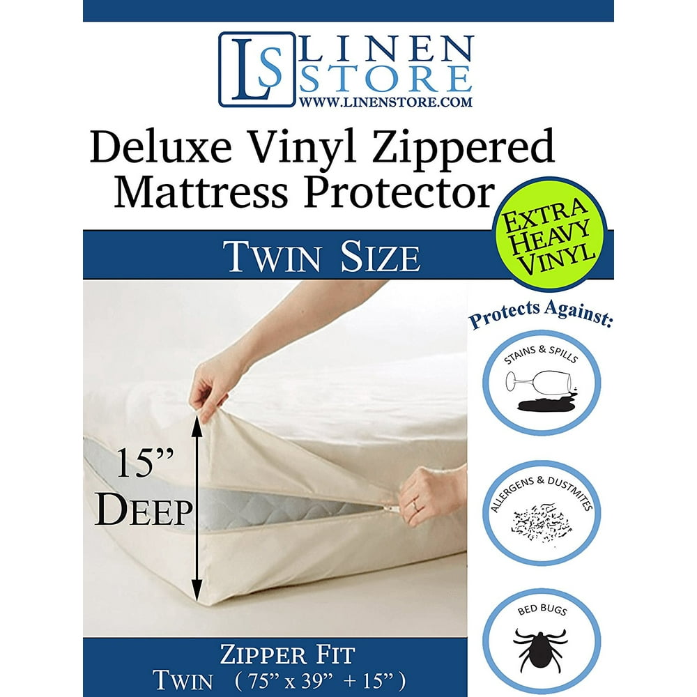 Heavy Duty PVC Vinyl Mattress Protector Cover, Hypoallergenic Waterproof Encasement, Bed Bugs