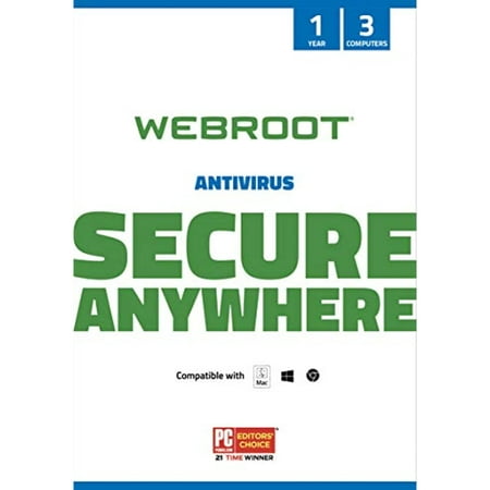 Webroot Antivirus Software 2022 | 3 Device |1 Year Keycard Delivery for PC/Mac