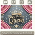 thumbnail image 3 of Happy Birthday Queen Backdrop Elegant Pink Curtain Birthday Photography Background Golden Crown Leaves Glitter Diamond Birthday Party Decorations Banner Supplies Photo Booth Props, 3 of 4