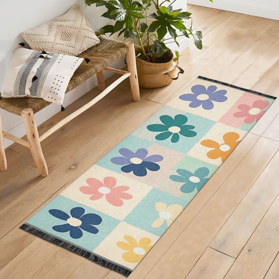 Yayeee Runner Rug for Bedroom 2'x6' Machine Washable Hallway Non Slip Mat, Green Floral
