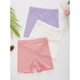 thumbnail image 5 of iixpin Kids Girls 3 Pack Ice Silk Shorts Dance Bike Shorts Gymnastics Yoga Athletic Bottom Safety Shorts Under Dress White&Pink&Purple 7-8, 5 of 6
