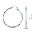 thumbnail image 6 of LeCalla 925 Sterling Silver Diamond-Cut Click Top Hoop Earrings 2.5MM Thick Italian Light-Weight Earrings for Women 35MM, 6 of 9