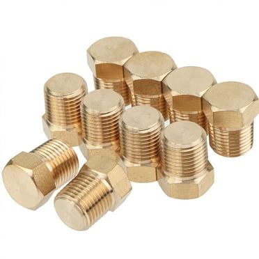 LTWFITTING Brass Pipe Solid Hex Head Plug Fittings 1/8-Inch Male NPT Air Fuel Water Boat(Pack of 10)