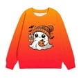 thumbnail image 2 of Odeerbi Kids Boys Girls Halloween Pumpkin Ghost Crewneck Sweatshirts Fall Winter Pullover Sweatshirt 1-12 Years Kids Long Sleeve Halloween Printed T-shirt Top Kids Clothes Orange, 2 of 5