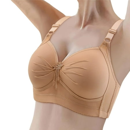 ASFGIMUJ Sports Bras For Women Comfort Bra Four Breasted Bra Plus Size Bras Wireless Push Up Full Coverage Bra Soft Breathable Underwear Comfort Bra