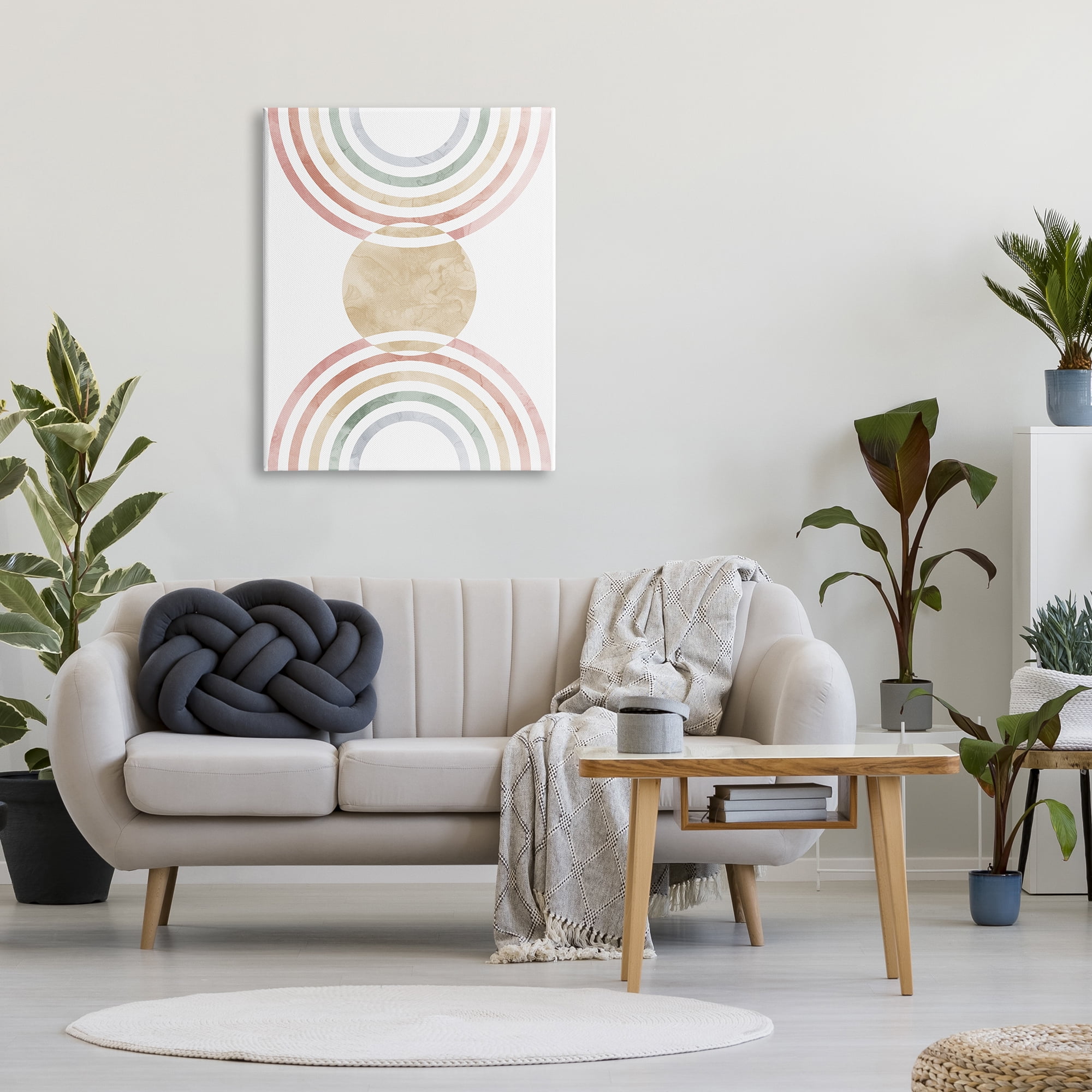 Stupell Industries Circle with Abstract Rainbows Abstract Painting Gallery Wrapped Canvas Art Print Wall Art, 30 x 40