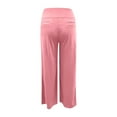 thumbnail image 5 of Women's Wide Leg Yoga Trousers with Pockets, High Waisted Elastic Waistband Sport Casual Work Pants, Breathable Comfortable Lounge Wear for Office, Gym and Daily Activities Pink S, 5 of 5