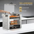 thumbnail image 4 of ROVSUN Hot Dog Roller 2 Tier ETL Certified, 7 Rollers 36 Hot Dog Machine Roller Grill Cooker w/Dual Temp Control, Cover, Warm Light & Drip Tray for Party Home Commercial 2100W, 4 of 8