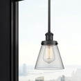 thumbnail image 2 of 916-1S-BK-G62 Innovations Lighting Cone - 1 Light Stem Hung Mini Pendant In Industrial Style-9 Inches Tall and 6 Inches Wide-Matte Black Finish-Clear, 2 of 2