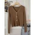 thumbnail image 4 of LOVE DOCK Crop Knitted LOVE DOCK Women Slim Long Sleeve V Neck Button Up Casual Soft Chic Basic Jumpers Korean Fashion Sweater, 4 of 6