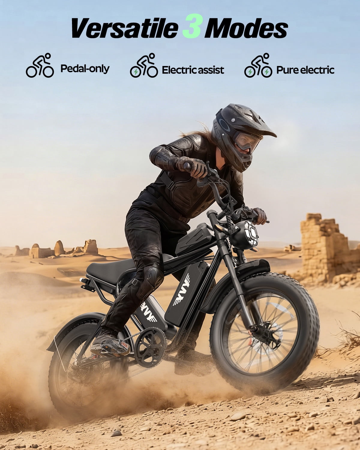 BopzinElectric Bike for Adults 3000W, 52V 40Ah, 90-120 Miles, 20'' Fat Tire Ebike , UL2849