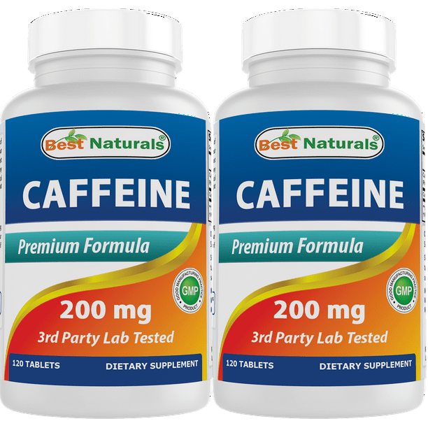 2 Pack Best Naturals Caffeine 200 mg 120 Tablets Non Habit Proven