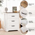 thumbnail image 6 of Farmhouse Night Stand with Charging Station, 18" Wood Side Table End Table with 3 Drawers for Bedroom & Living Room, White, 6 of 10