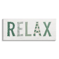 Relax Forest Leaf Letter Pattern Relaxation Sentiment Inspirational Graphic Art Gallery-Wrapped Canvas Print Wall Art