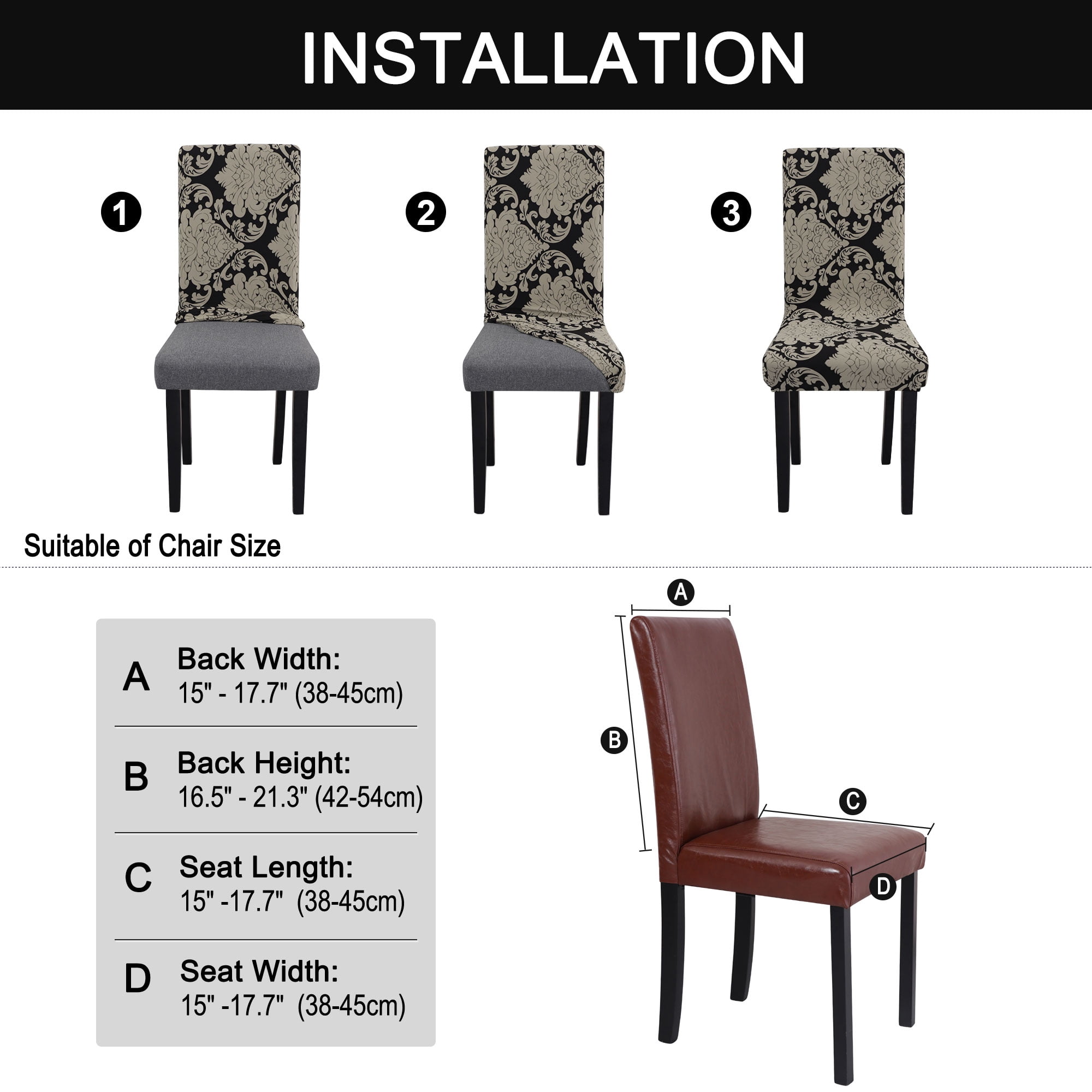 Unique Bargains Stretch Spandex Dining Chair Slipcover Black and Brown M