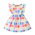 thumbnail image 1 of Robe Fille Manches Volantes Imprimés Été Plage Robe de Fête Robe Princesse Robe Tout-Petit Rose 2 Ans-3 Ans, 1 of 7